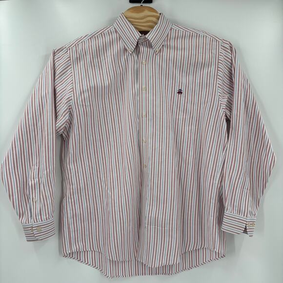 Brooks Brothers Large Red Blue Striped Long Sleeve‎ Button Down Shirt - Picture 4 of 5